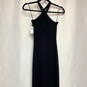 NWT Old Navy Womenʻs Black Ribbed Sleeveless Body Con Maxi Dress with Slit XS